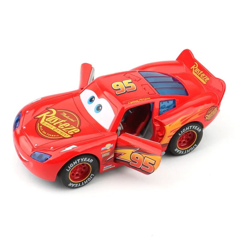 Coches Disney Pixar de gran tamaño, sonido y luz, Sheriff McQueen, vehículo extraíble de aleación 1:32, juguete, regalo de Navidad para niños