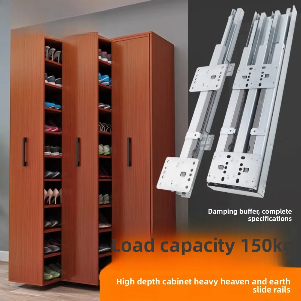 Heavy Duty Slide Guide Rails Wardrobe Cabinet Push-Pull High Cabinet Side Pull Locker Pull-Pull Type for Kitchen Storage