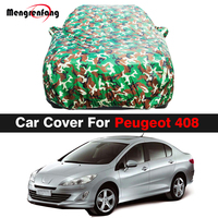 Full Camouflage Car Cover For Peugeot 408 2010-2022 Anti-UV Sun Shade Rain Snow Wind Protection Waterproof Cover