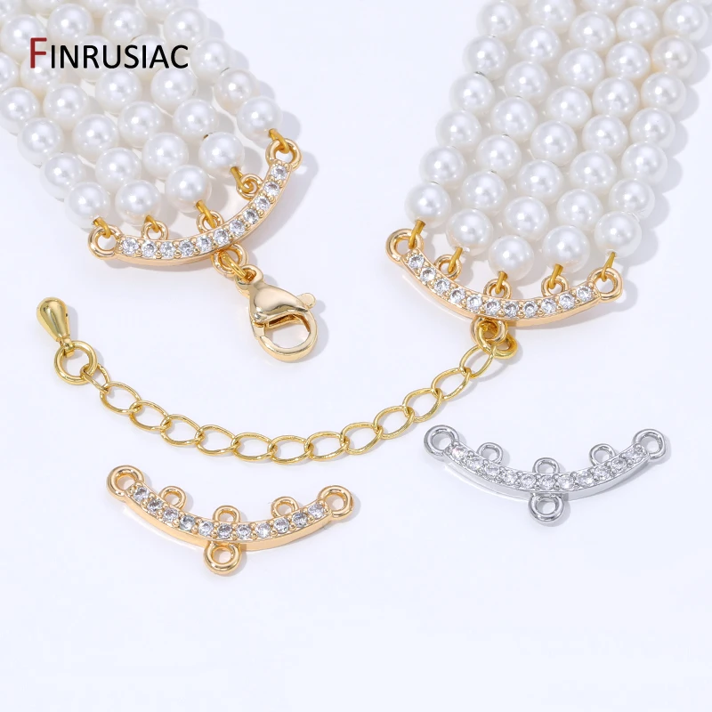 14K Gold Plated Brass Zircon Multi Strand Connector for Jewelry, Connector for Bracelets Making Findings, DIY Accessories view 6