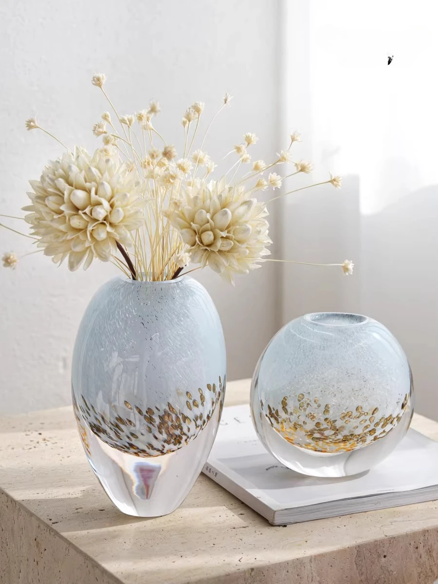 Color glazed vase High-grade hydroponic flower arrangement art flower ware Living room dining table soft decoration ornament