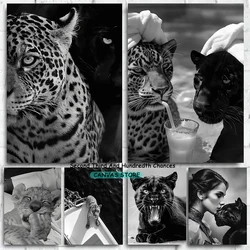 Leopard Black and White Hypebeast Prints Cheetah and Panther Wall Decor Canvas Painting Cheetah Poster Fashion Wall Art Picture