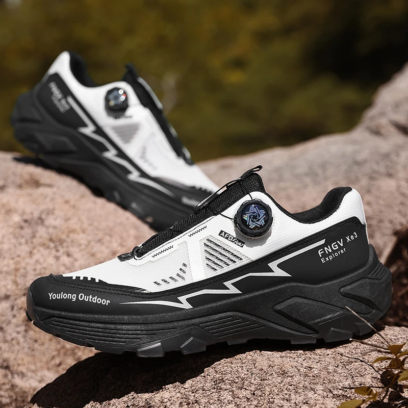 

Новые дышащие мужские сетчатые повседневные кроссовки для весны и лета, нескользящие износостойкие уличные ботинки для активного отдыха и походов с поворотной застежкой, большие размеры