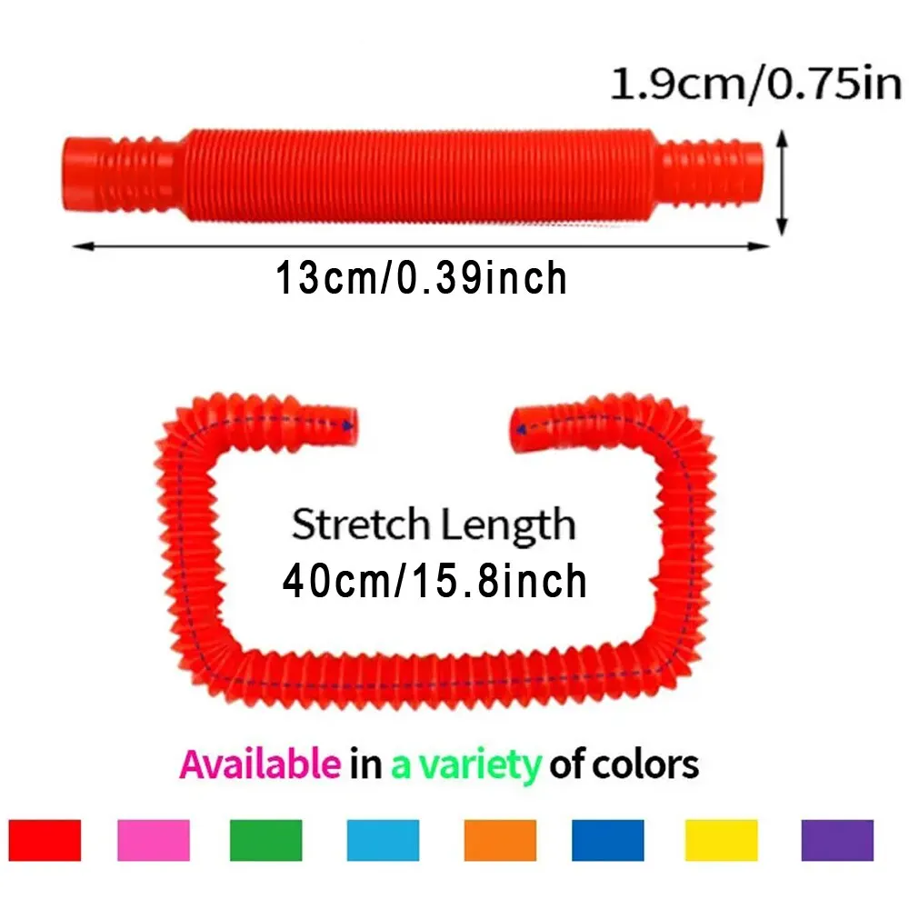 8PCS Colorful Telescopic Tube Pop Tube Stretching Tube Corrugated Tube Children Adult Stress Relief Toy Educational Folding Toys view 5