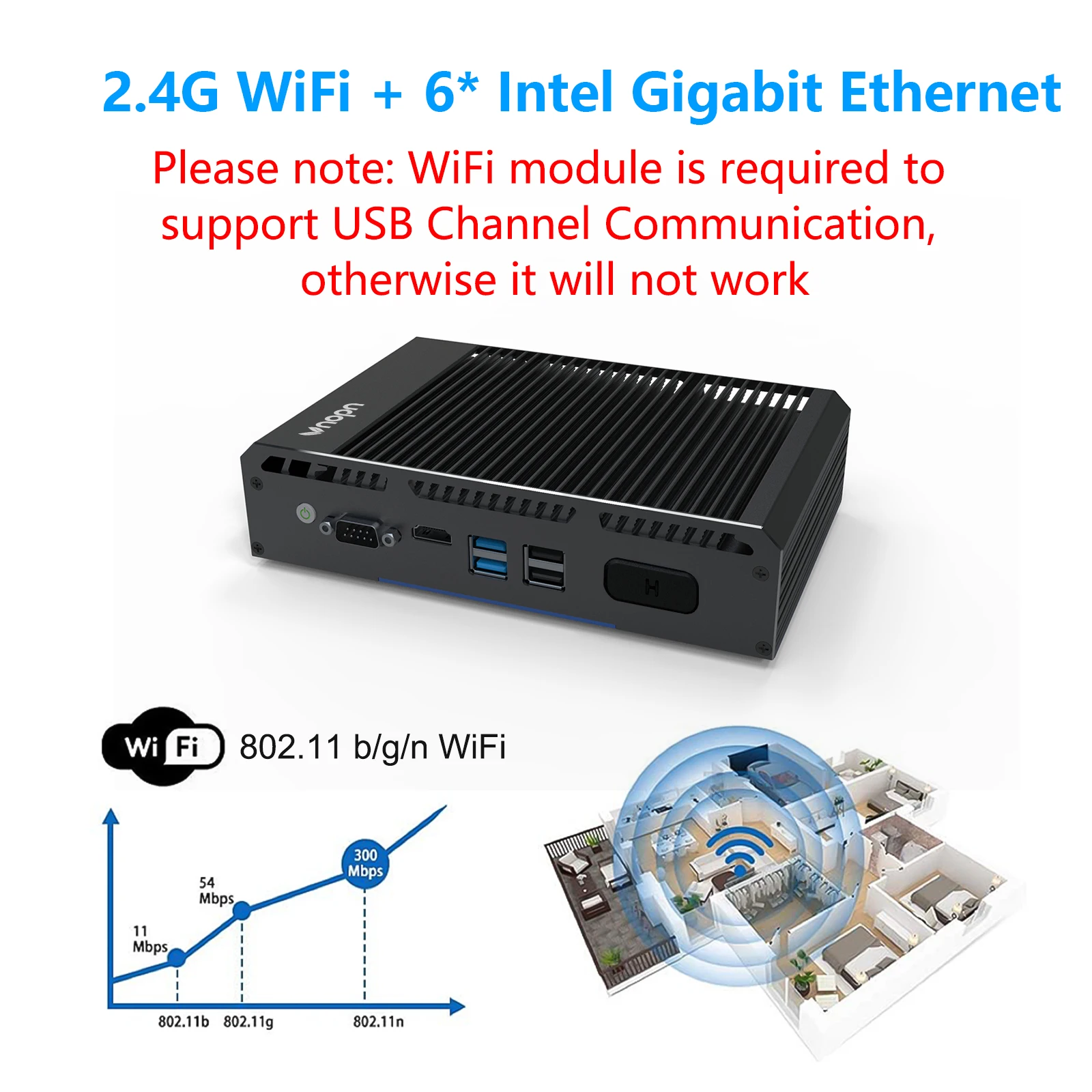 Vnopn firewall soft router netzwerk lüfter loser mini pc i3 6006u 6x intel i211 gigabit lan linux industrieller computer AES-NI