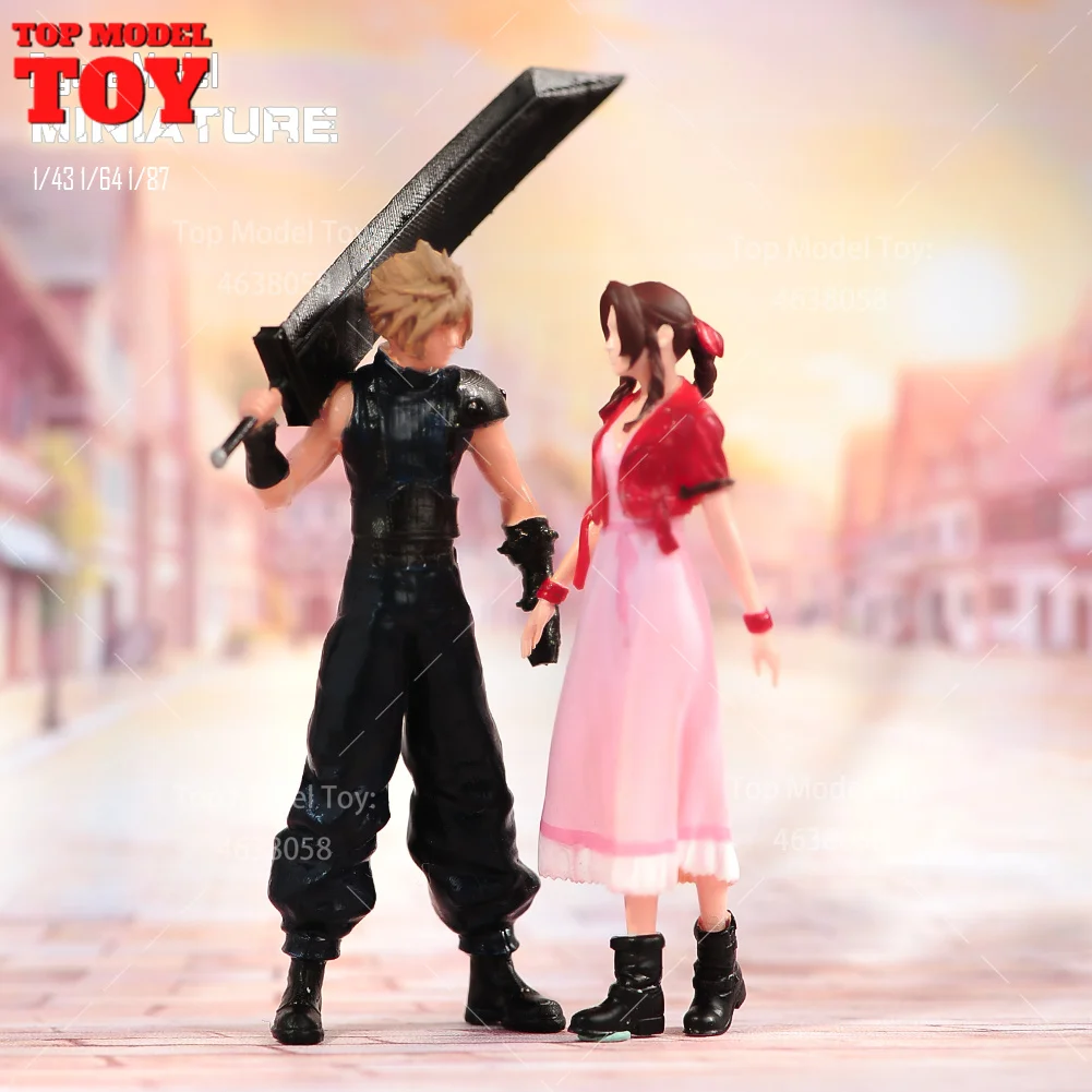 Painted Miniatures 1/64 1/43 1/87 Aerith Gainsborough Girl Boy Scene Figure Dolls Unpainted Model For Cars Vehicles Toys