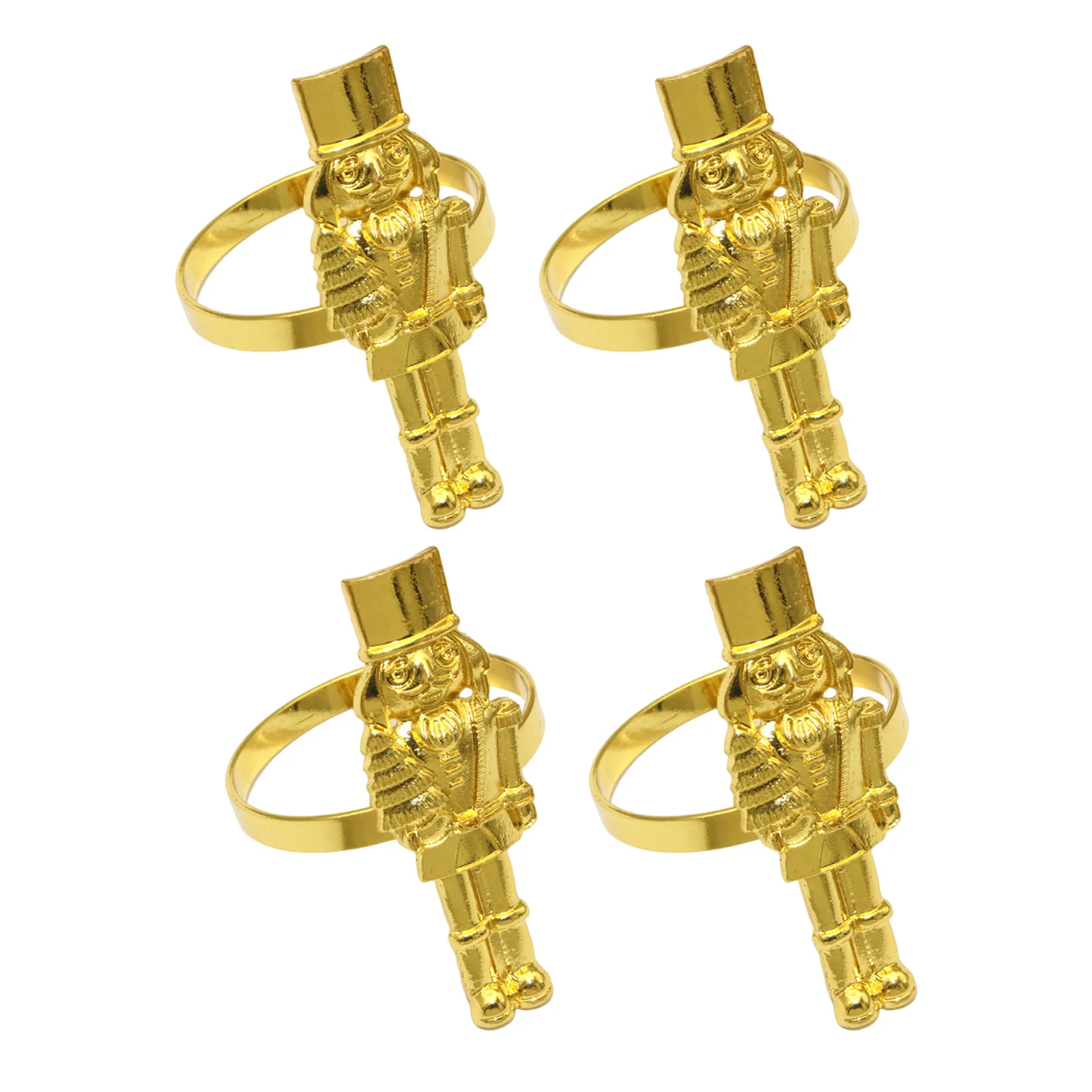 

4Pcs Metal Nutcracker Napkin Rings Gold Festive Holiday Decor Christmas Party Tableware Reusable Napkin Holders Elegant Dinner