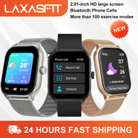 LAXASFIT New X8 Smart Watch 2.01-inch HD Screen Bluetooth Voice Call Message Alert IP68 Waterproof Sports Fitness Smart Watch