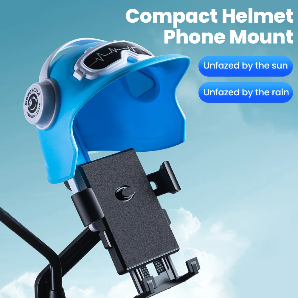 

Compact Helmet Phone Mount for Motorcycle Electric Bike Waterproof Sunshade Anti-Shock One-Hand Operation Navigation Bracket
