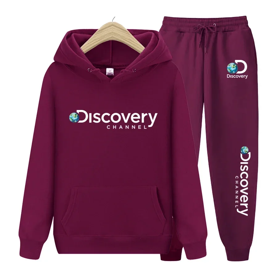 طقم بلوفر رجالي كاجوال بقلنسوة وسراويل رياضية مكونة من قطعتين للياقة البدنية الدافئة والفضفاضة والركض في الخريف والشتاء