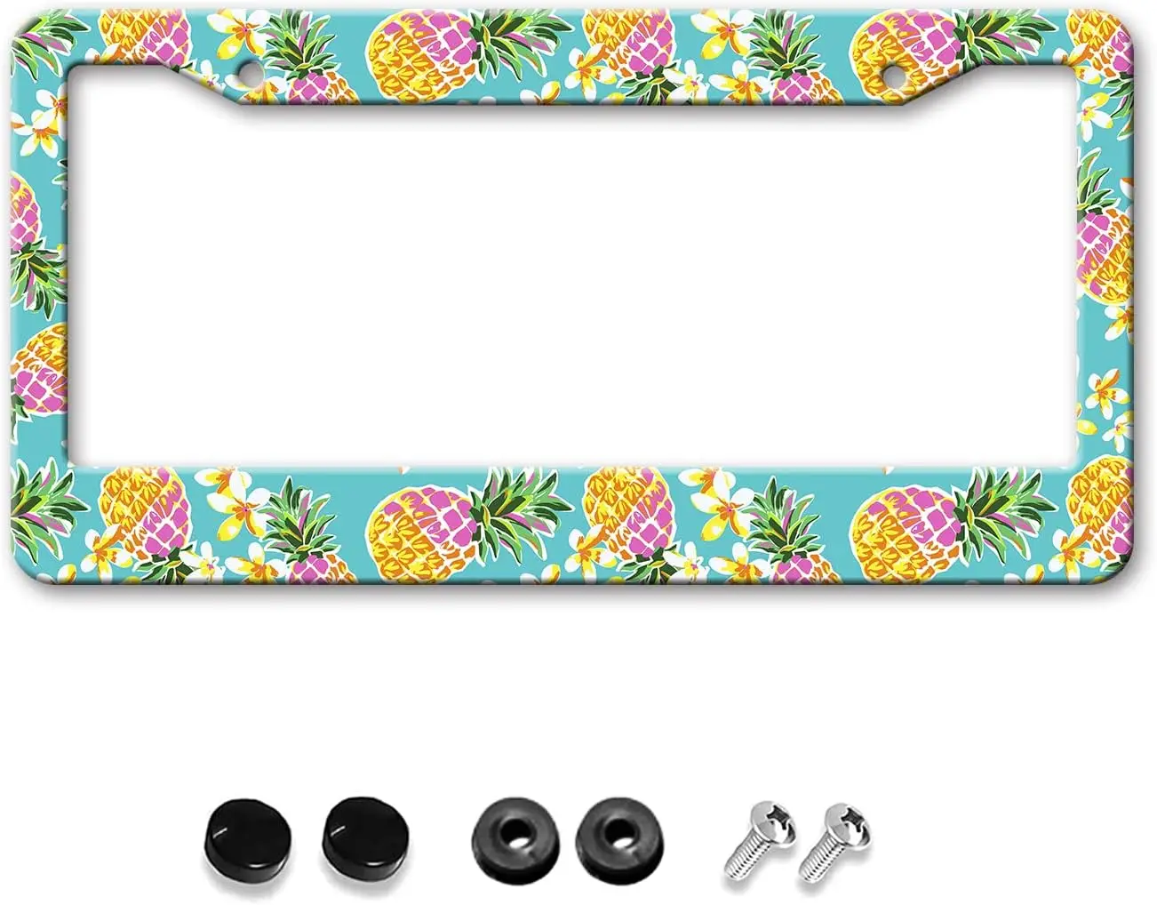 

Cute Pineapple License Plate Frames 2 Hole Aluminum Car Tags Holder License Plate Frame with Screws and Rattle Pads for Girl