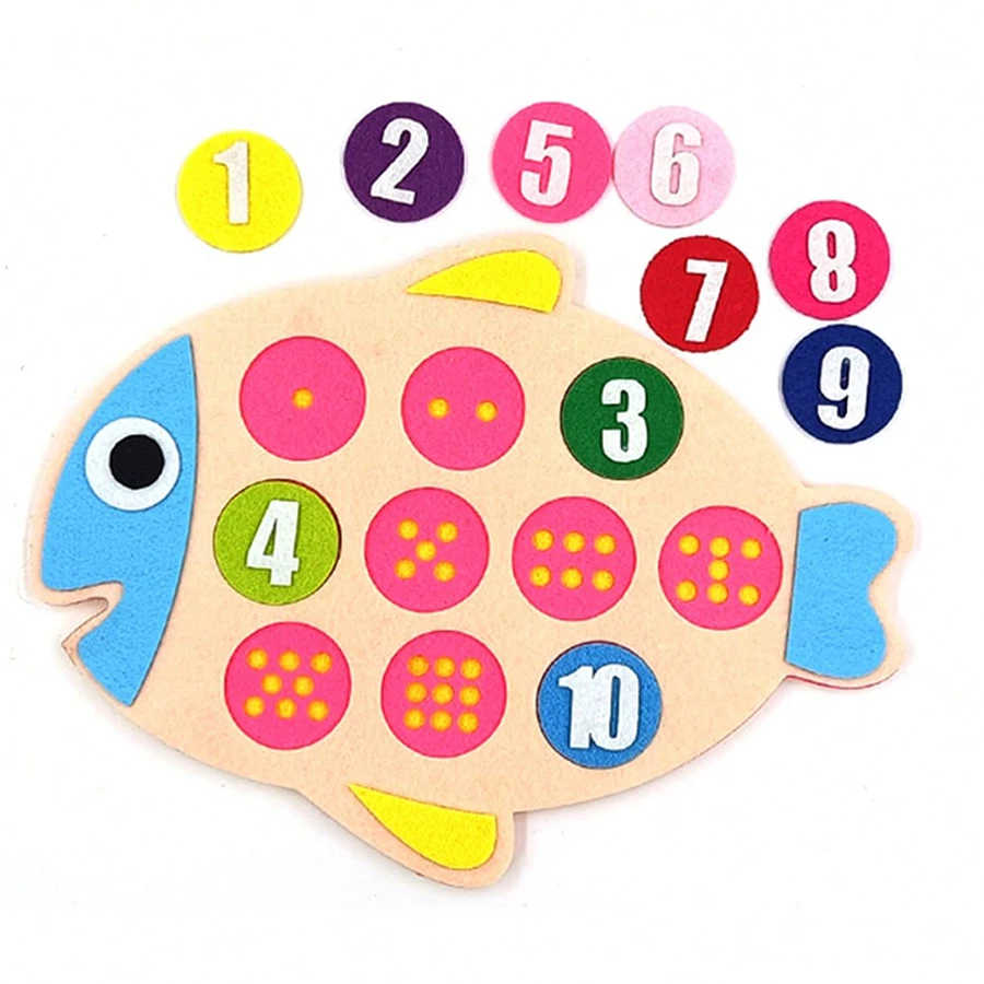 Fun Pink Fish Felt 1-10 Number Felt Teaching Aids - DIY Free Assembly Math Cognitive Tools School Supplies