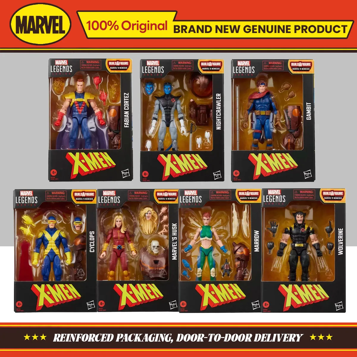 Hasbro marvel legends série wolverine/musk/nighttcrawler/gambit/cyclops/marrow/fabian cortez figura de ação brinquedos modelo original