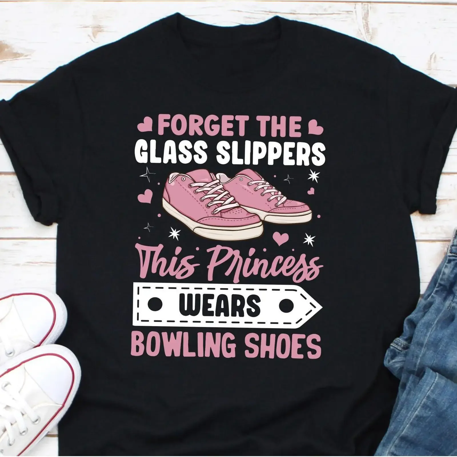 Forget Glass Slippers This Princess Wears Bowling Shoes Funny T Shirt Women Bowler Team League  vintage Washed