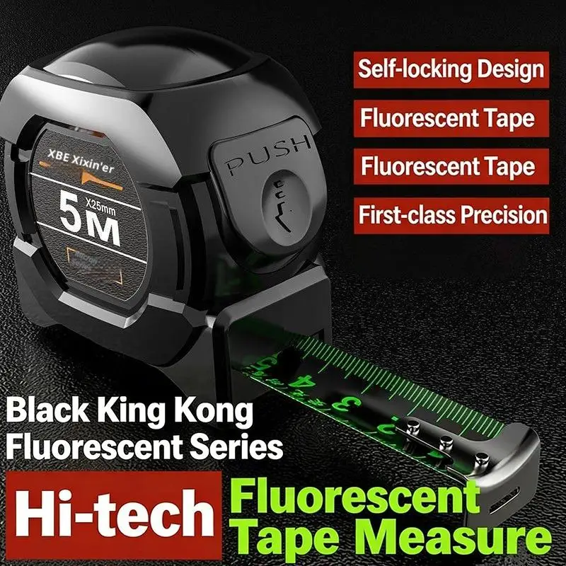 Self Locking Fluorescent Steel Tape Measure High Precision Thickened Wear-resistant Measuring Tape Waterproof Measuring Tool