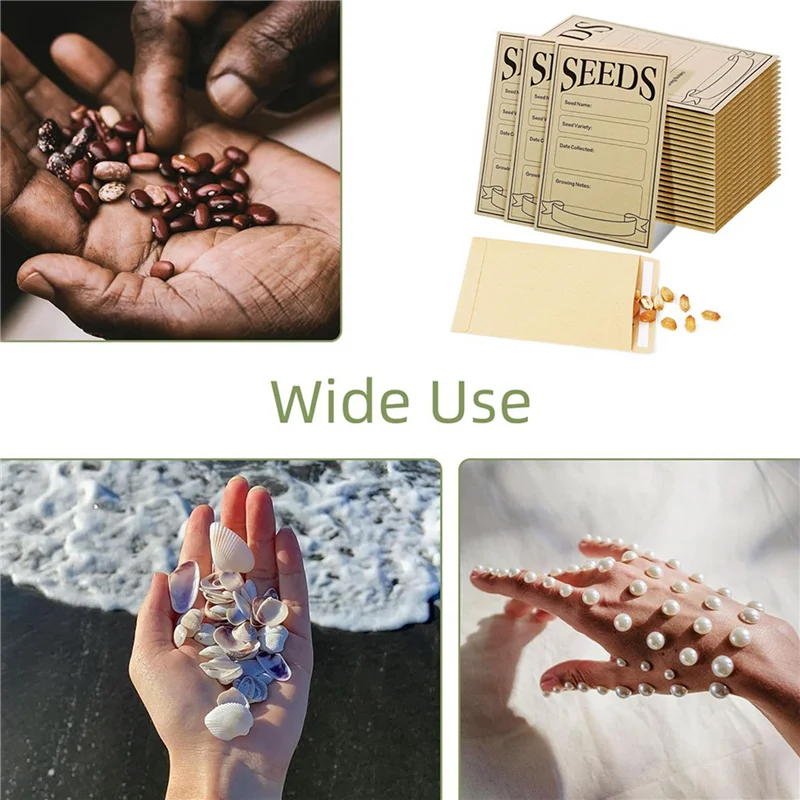 

AB11-300PCS Seed Packets Envelopes: Self Sealing Kraft Small Seed Envelopes For Seed Storage Resealable Seed Saving Envelopes