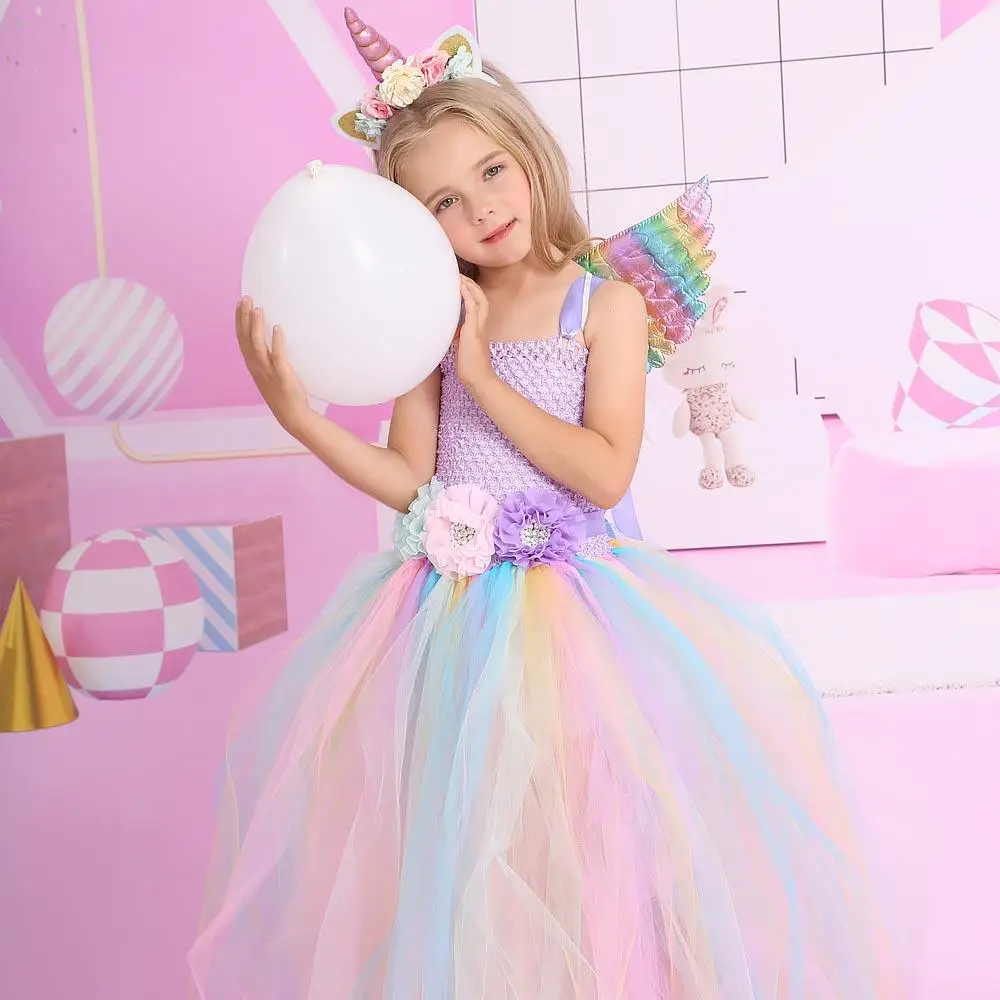 Nueva flor Princ larga Dr loween Girl orn Dr disfraz de actuación para niños falda de tul diseño único Par para niños...