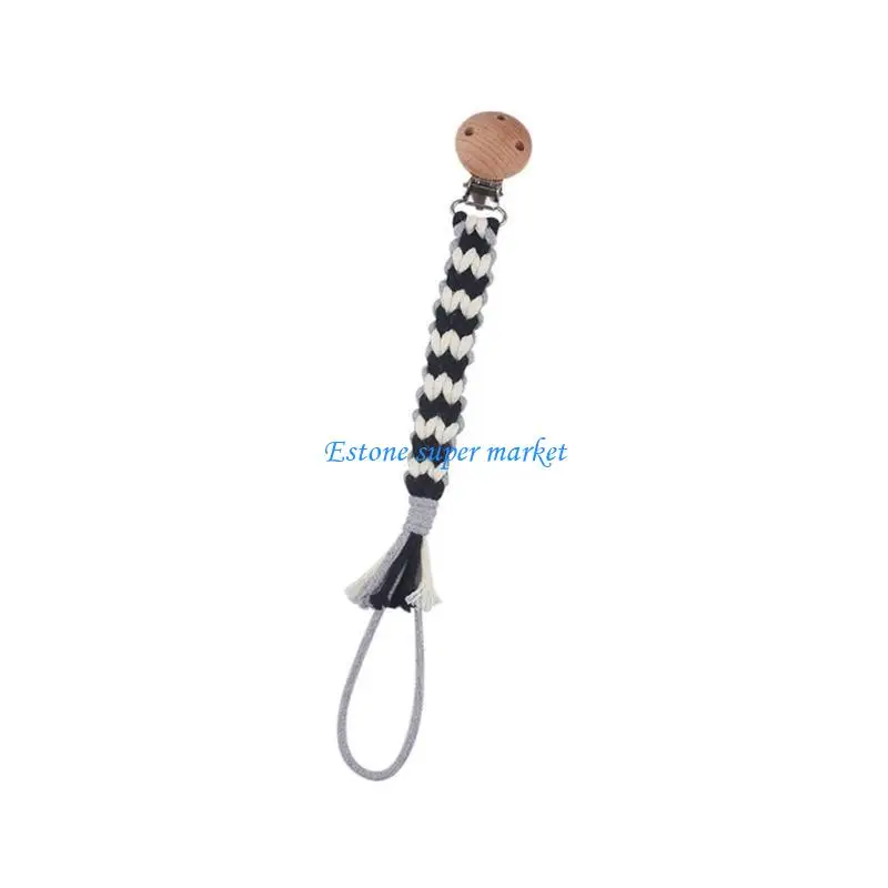 

090B Pacifier Chain Belt Cotton & Pacifier Clip Holder Strap Toddlers Crib Pendant Infants Soother Toy Lanyard Rope