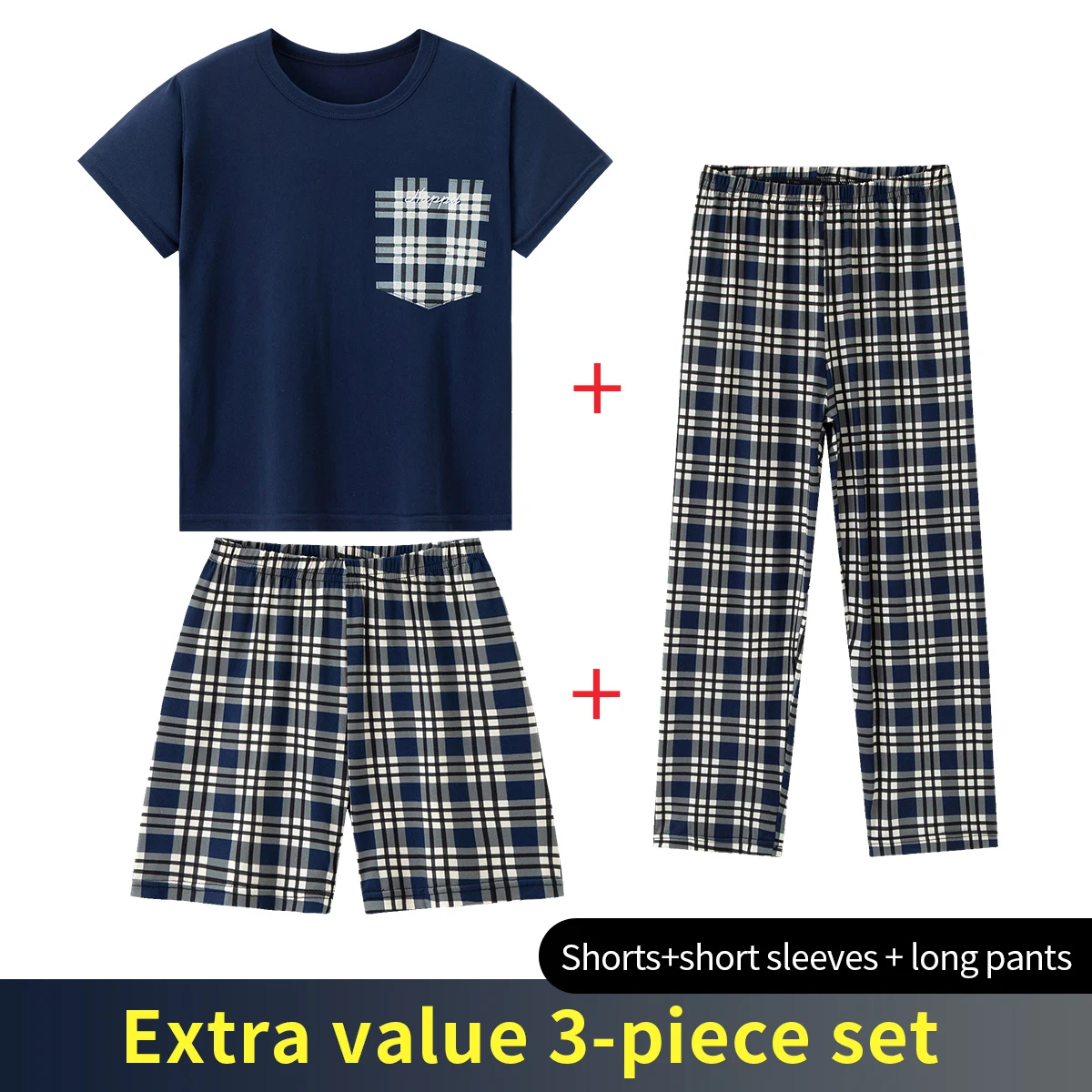3-Piece Spring/Summer Children's Set Moisture Absorbing Comfortable Casual Fashionable Home Short Sleeved Pajamas Shorts Pants view 2