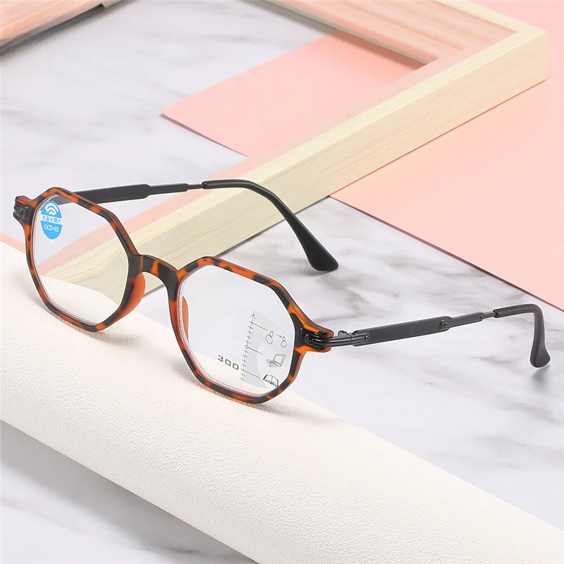 Multifokale Lesebrille +1,0 + 1,5 + 2,0 + 2,5 + 3,0 + 3,5 Anti-Blaulicht-Hyperopie-Brille Neutrale HD-Presbyopie-Brille – Detail 2