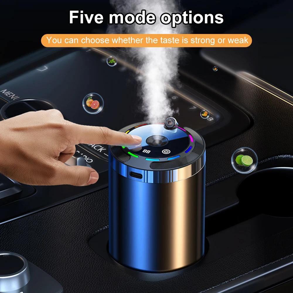 Smart Car Air Freshener Rechargeable Aroma Diffuser 5 Levels Adjustable Intelligent Diffuser with Starry Sky Pickup Light