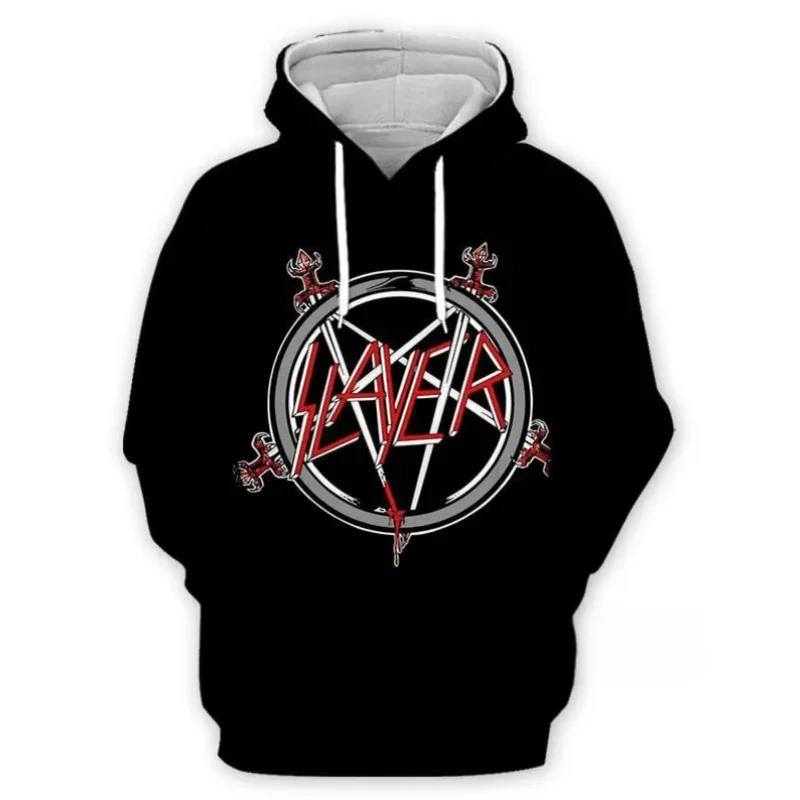 SLAYER ROCK Hoodies ผู้ชาย 3D พิมพ์ Hoodie ผู้ชายผู้หญิงเสื้อกันหนาว Casual ขนาดใหญ่ Hip Hop เสื้อผ้า Streetwear แฟชั่น Hoodie