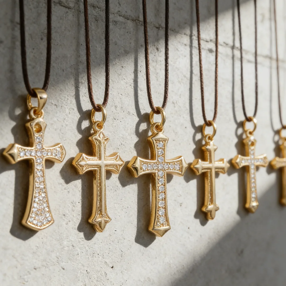 

12 шт. подвесок-крестиков, блестящие, с позолотой и цирконом, для изготовления ювелирных изделий своими руками, аксессуары для женщин и мужчин