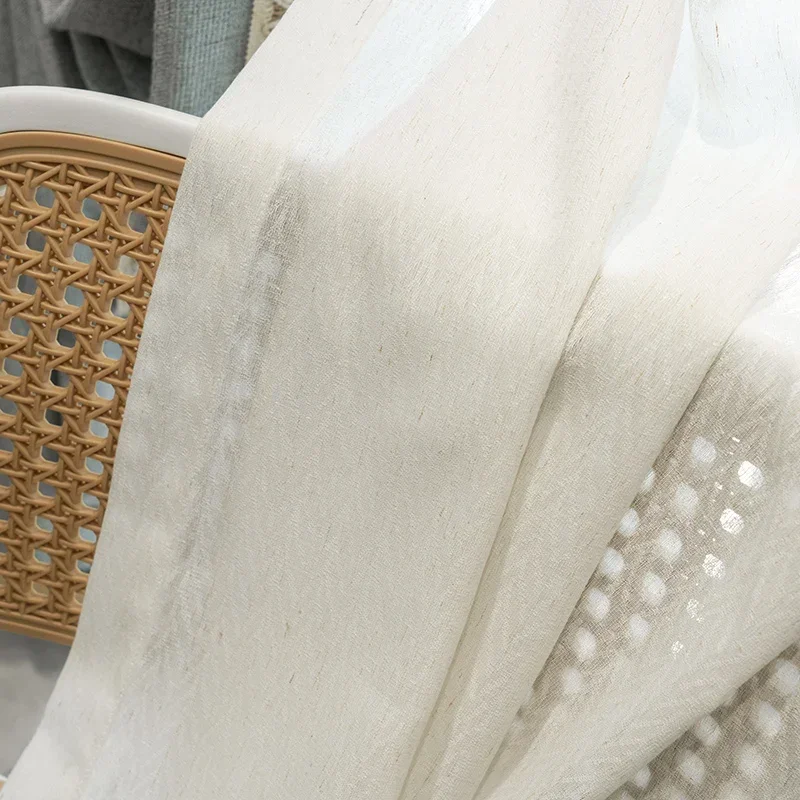 

Japanese Cotton And Linen Gray Jacquard Tassel Splicing Blackout Curtains For Living Room Bedroom Floor-to-ceiling Windows Villa