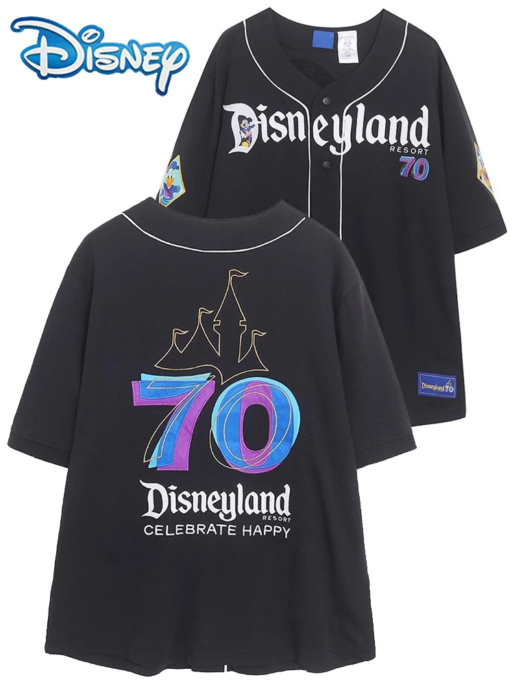 

Disneyland 70-летие Замок Микки Маус с мультяшным принтом и вышивкой женский однобортный бейсбольный трикотаж быстросохнущие топы
