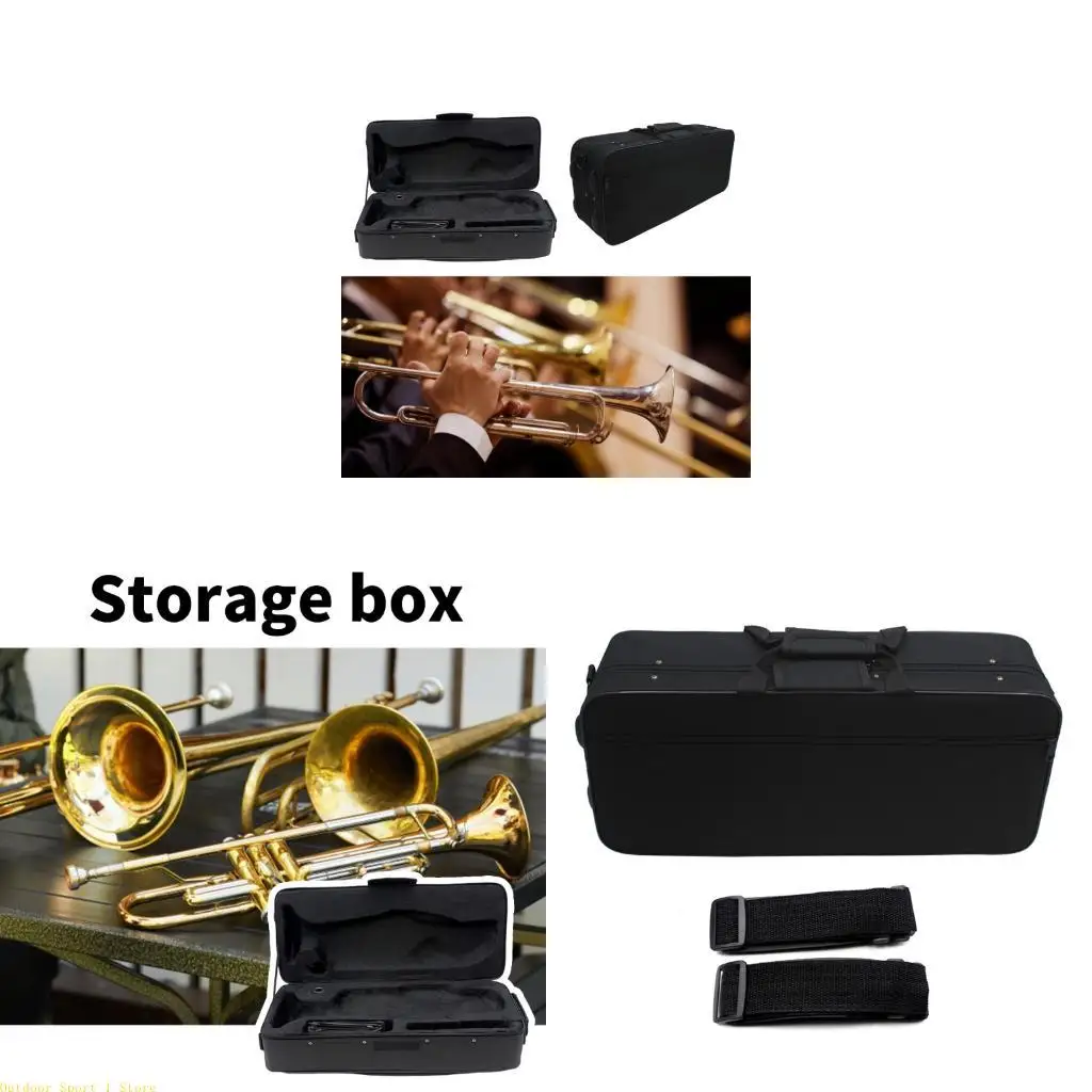

A0KA Trumpet Carrying Case Water Resistant Double Transport Handles Trumpet Box