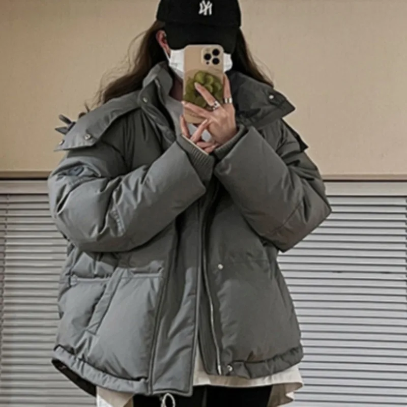 Thickened Hooded Parkas Windproof Long Sleeve Fashion Loose Warm Woman Jacket Lady Casual Comfortable Overcoat Autumn Winter