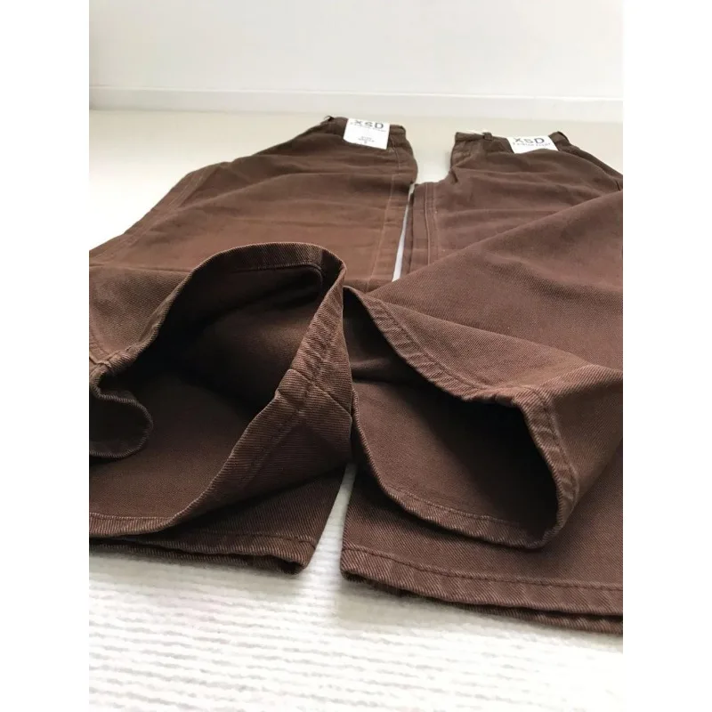 Frauen American Vintage Kaffee Braun Dünne Gerade Jeans Hohe Taille Lose Abnehmen Casual Streetwear Frühling Herbst Neue Ankunft