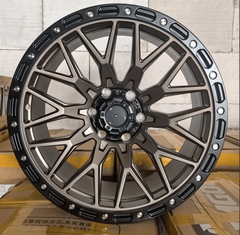 20 Inch Alloy Car Wheels Rims Chrome Multi Spoke Two Tone Black Bronze Simulated Beadlock Off Road Sport Racing Rims Fit Sedan S