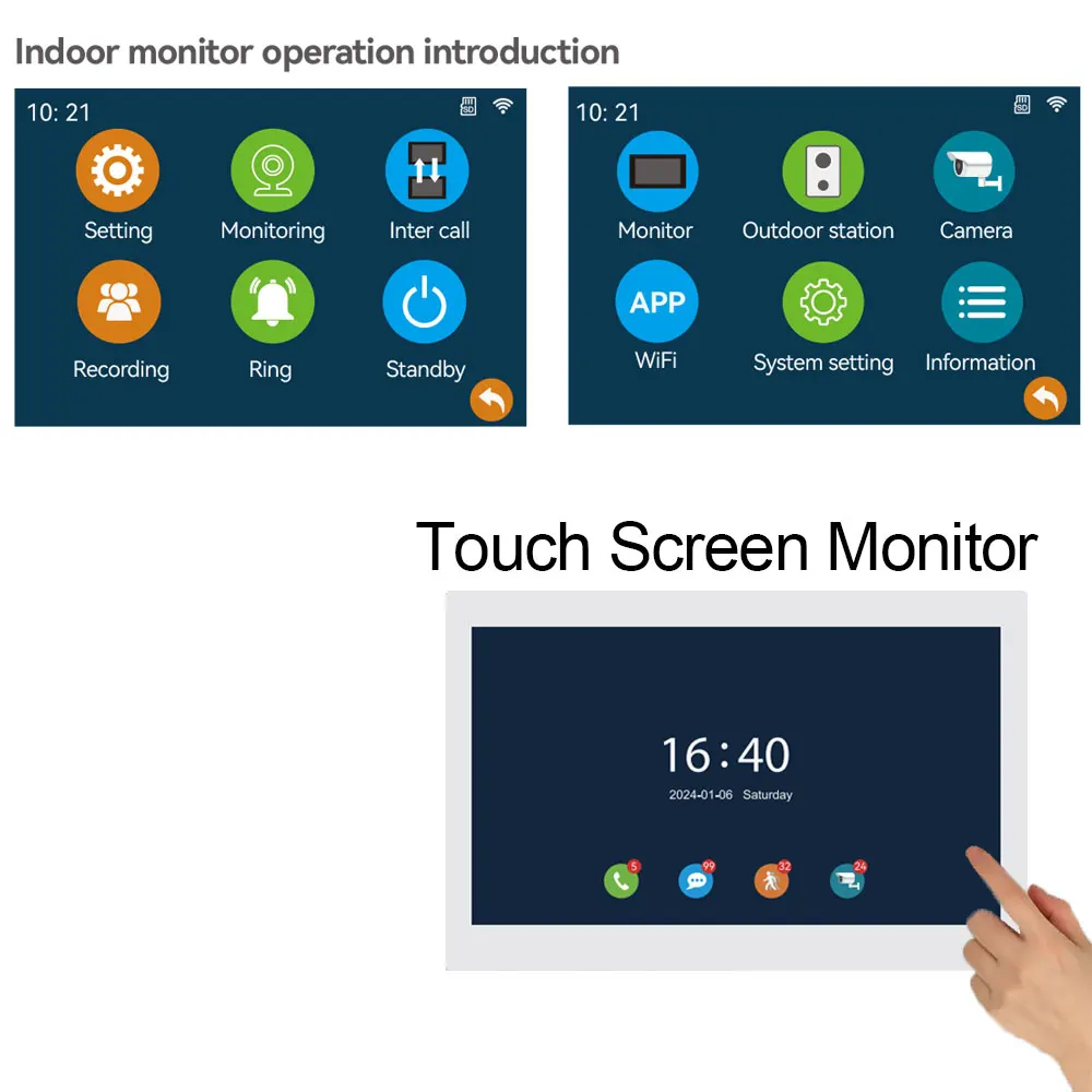 7Inch Touch Monitor Video Wifi Intercom Tuya Smart Home video 2 /3/4 Family Apartment doorbell System 1080P Wide angle Camera