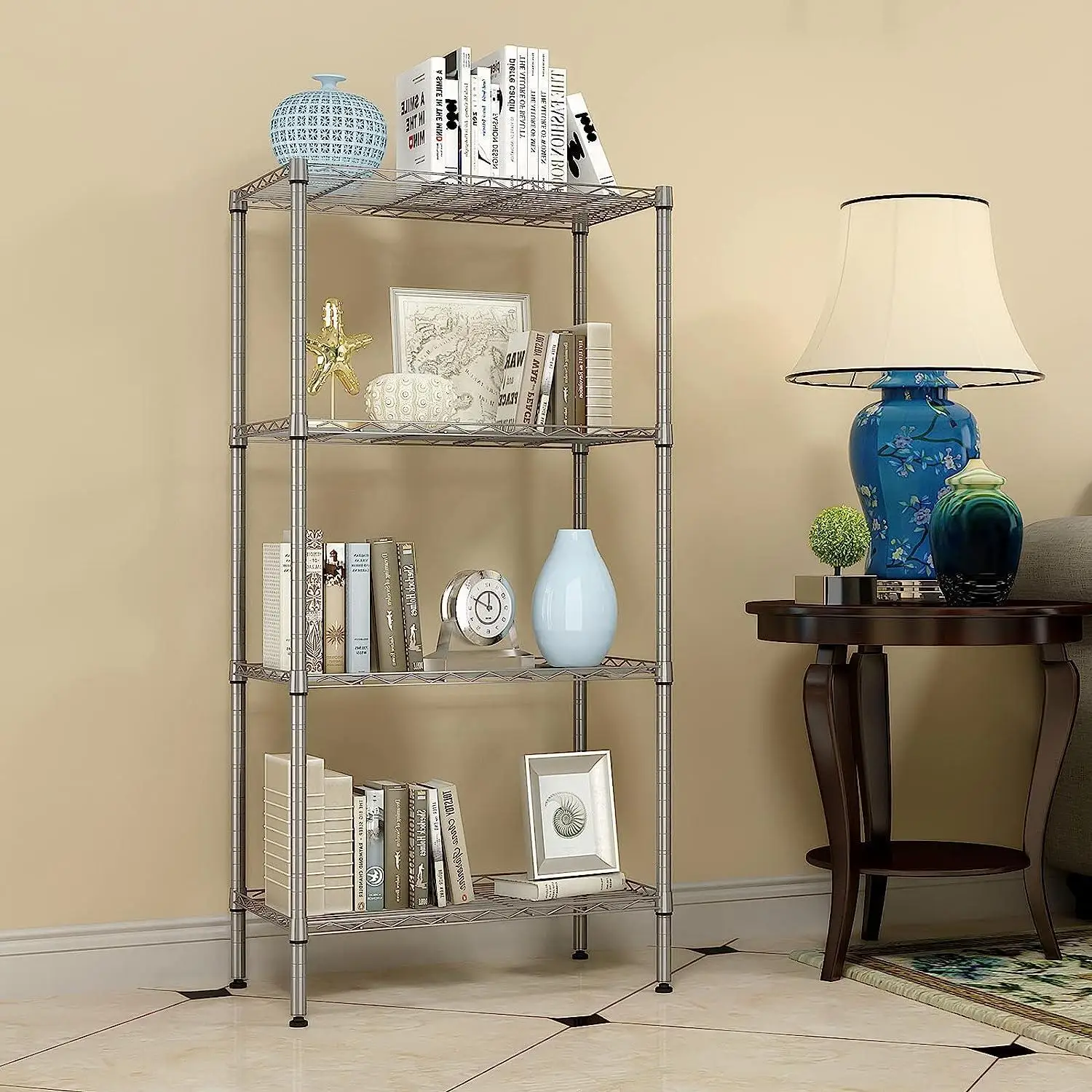 4 Tiers Storage Rack Wire Shelving Unit Storage Shelves Metal