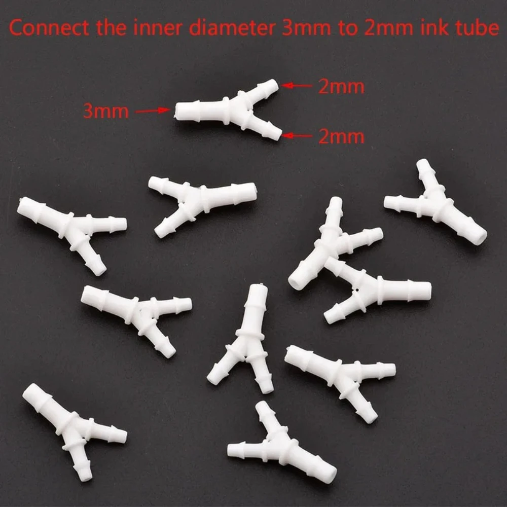 20PCS Y Shape Ink Tube Connector Eco Solvent UV Ink Pipe Splitter For Large Format Inkjet Printer