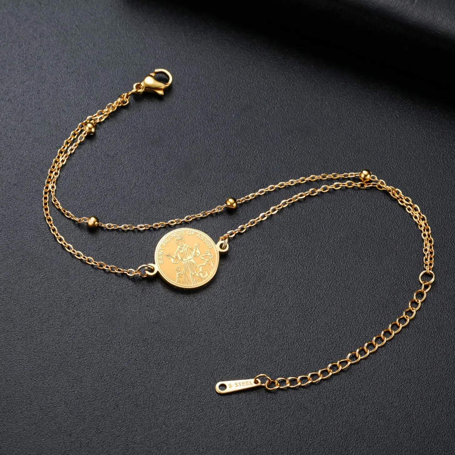 LIKGREAT Protection St.Francis Bracelet for Women Christian Catholic Amulet Stainless Steel Jewelry Valentine's Day Gifts