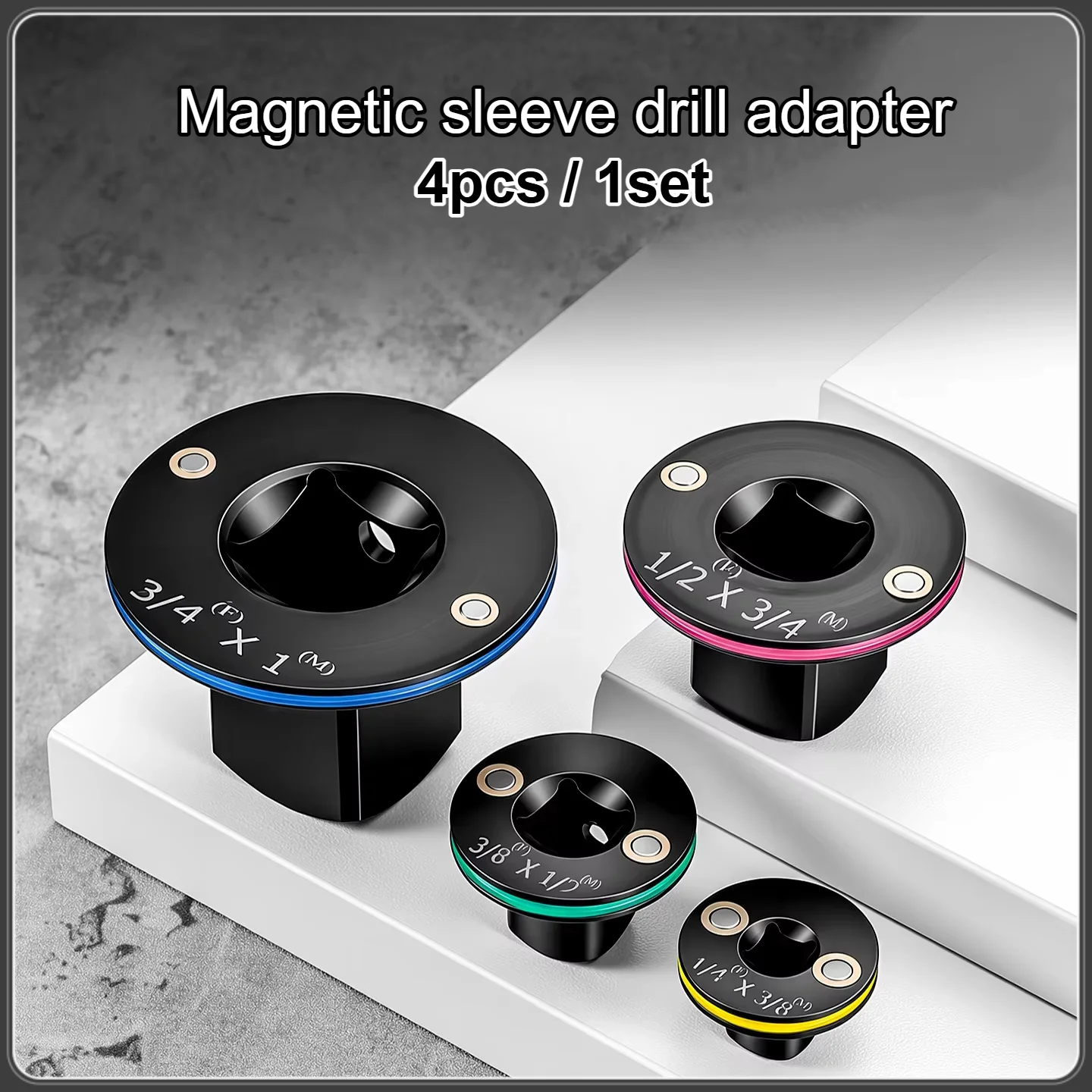 4pcs/1set Low Profile Impact Socket Adapter Set,magnetic Cr-mo Steel 4 Sizes Drive Ratchet Adapter Set For Tight Spaces