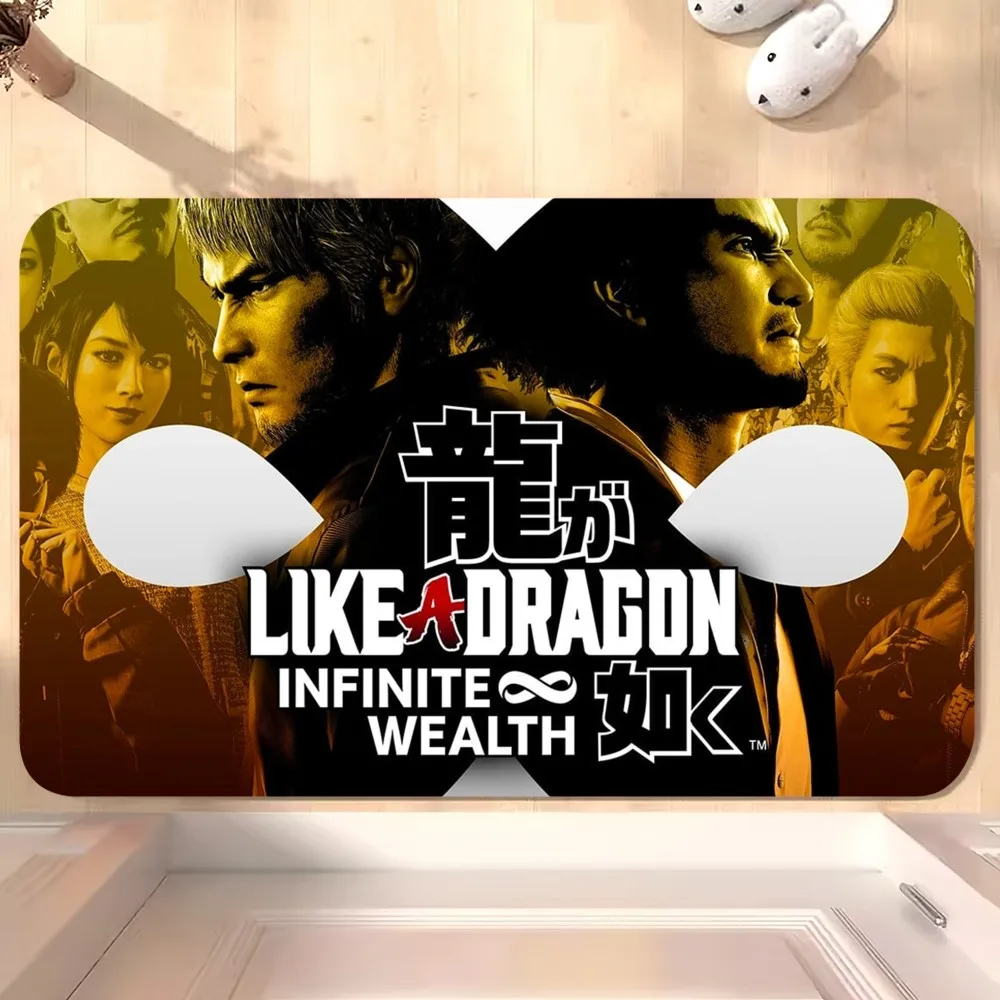 Game Like a Dragon Infinite Wealth D Floor Mat Bedroom Kitchen Door Bath House Super Absorbent Foot Non-slip