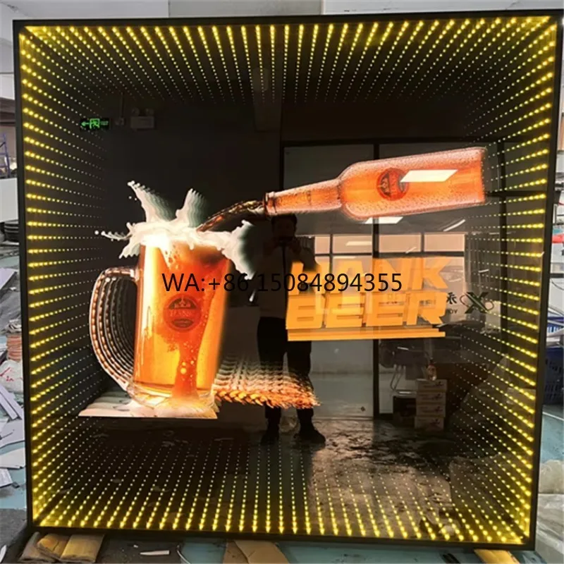 Customizable 3D Infinity LED Acrylic Abyssal Mirror for Business Advertising Eye-Catching Decoration for Cars and Companies