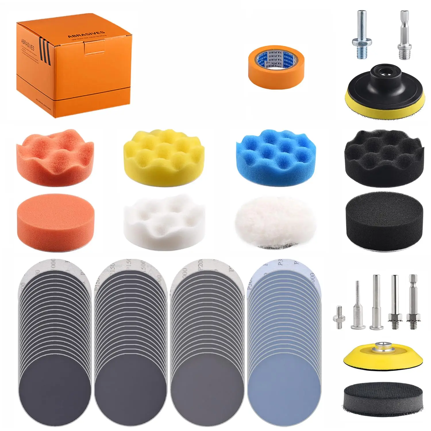 

98-упаковка, 3-футовый комплект автомобильной буферной полировки с хвостовиками 5/16 и 1/4 дюйма для шлифования, полировки, вощения