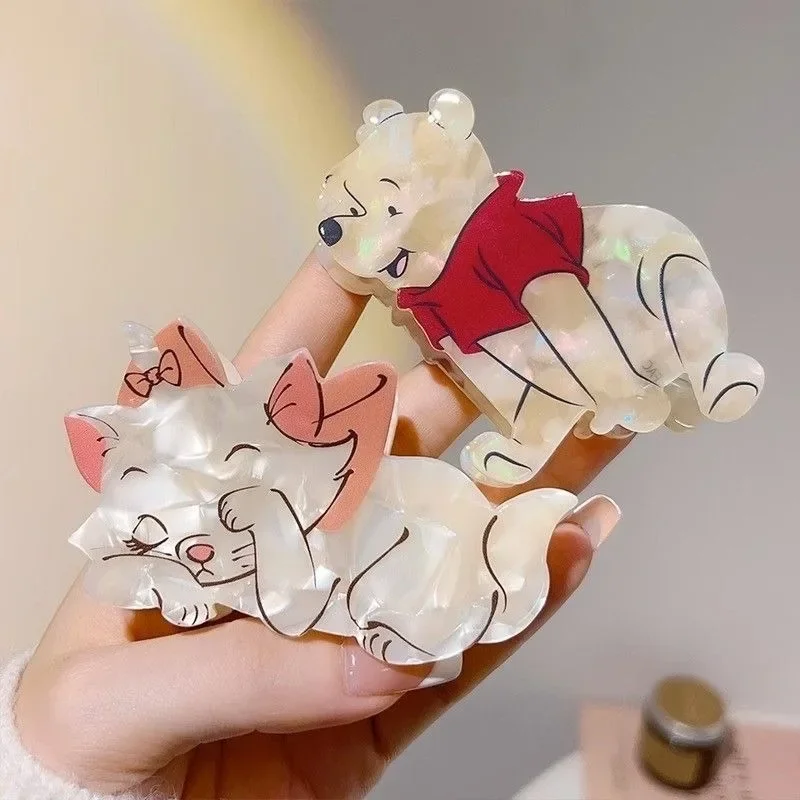 Disney Marie Cat Pooh Bear Hair Clip Cartoon Sweet Woman's Hair Claws Kitten Bow Hair Accessories Back Head Shark HairClip Gifts