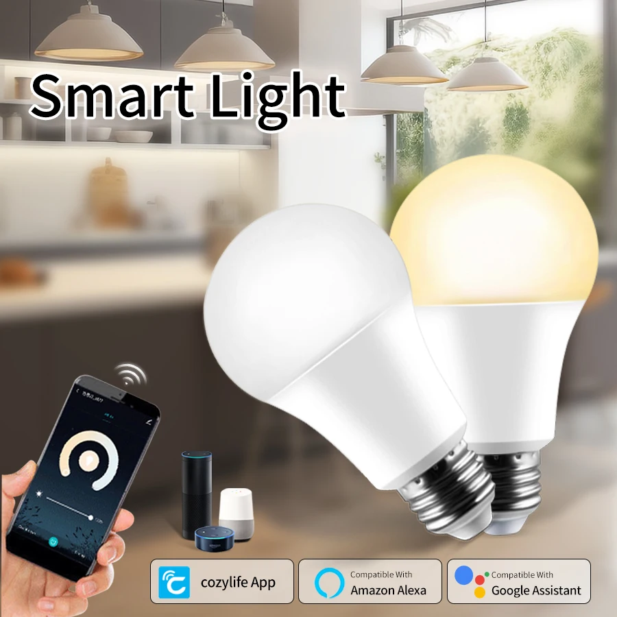 

E27 WiFi Smart LED Light Bulbs 220V 110V Dimmable Bulbs Cozylife APP Alexa Google Home Voice Control Home Lighting 12W/15W/20W