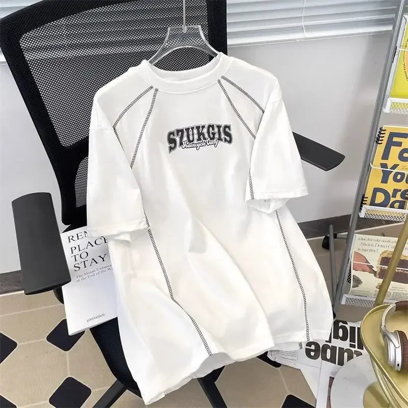 

American Retro Ins Men and Women Fashion Personality Letter Printing Short Sleeve Loose Casual Hip-hop T-shirt Top Y2K Top