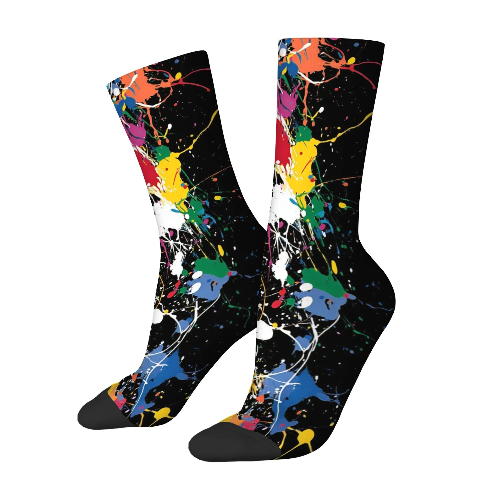 Splatter Art Socks Durable Lightweight Smooth Men's Socks Cycling Hiking Camping Retro Trendy Street Hip-hop Compression Socks