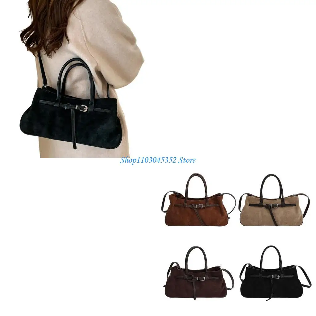 

Autumn Winter Suedes Handbag Fashion Inspired Design Convertible Shoulder Strap And Top Handle Roomy Organizational Compartment