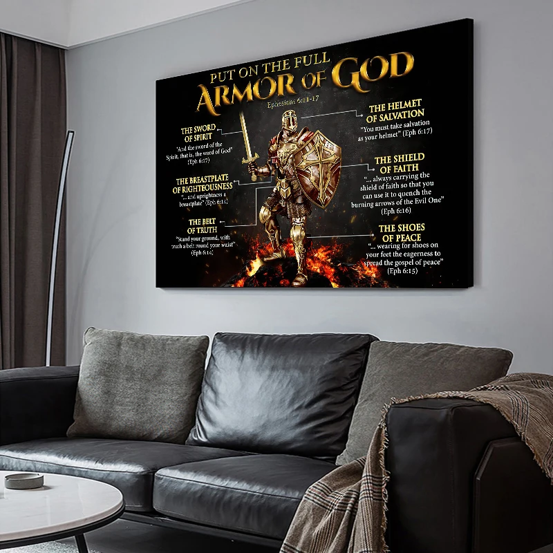 Large size Put On The Full Armor Of God Poster and Print Warrior of God Religious Jesus Christian Canvas Wall Art for Home Decor