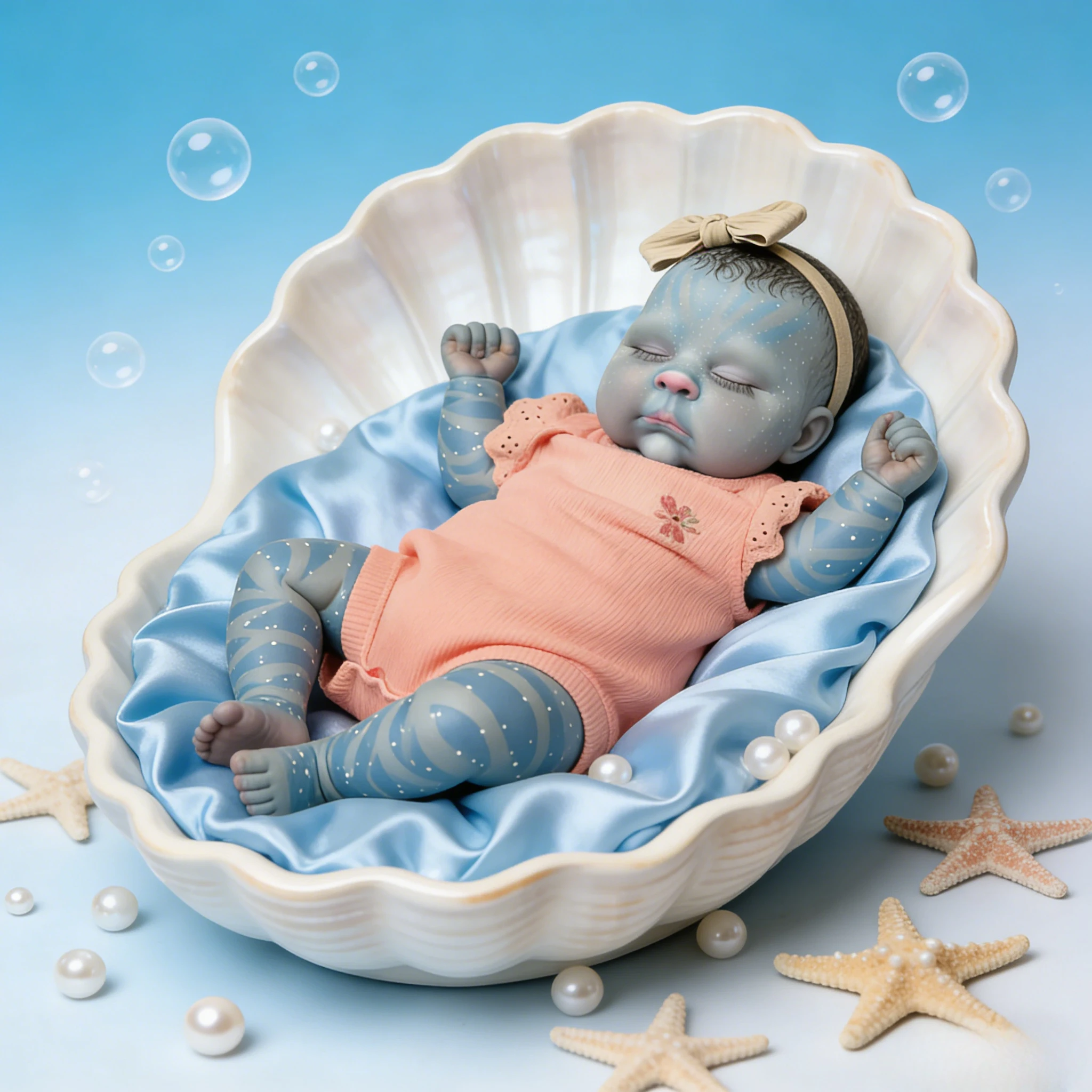 

19-дюймовая настоящая кукла Reborn Peaches: многослойная роспись синей кожи, светящиеся в темноте волосы, ручная роспись