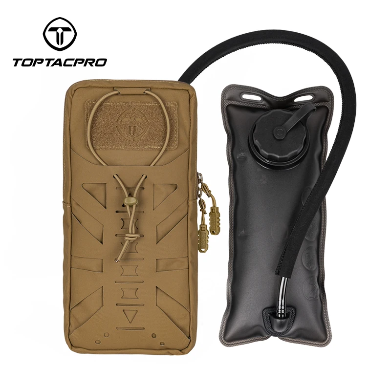 TOPTACPRO Tactical Hydration Pouch W/ Inner Bladder Water Bag Laser Cut MOLLE Hydration Pouch 8504