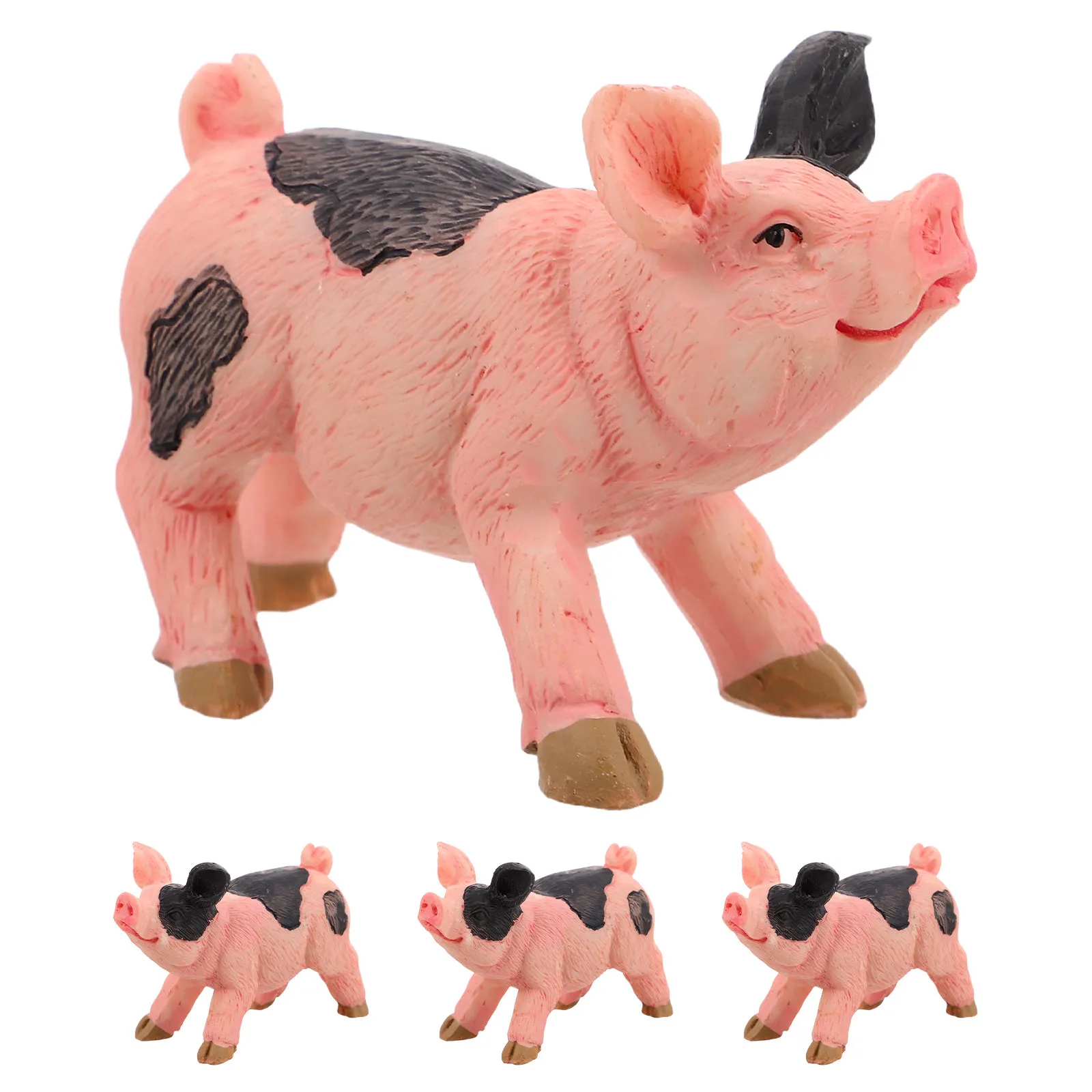 4pcs Mini Pig Ornaments Resin Small Animal Sculptures for Home Garden Desktop Fairy Landscape Decoration